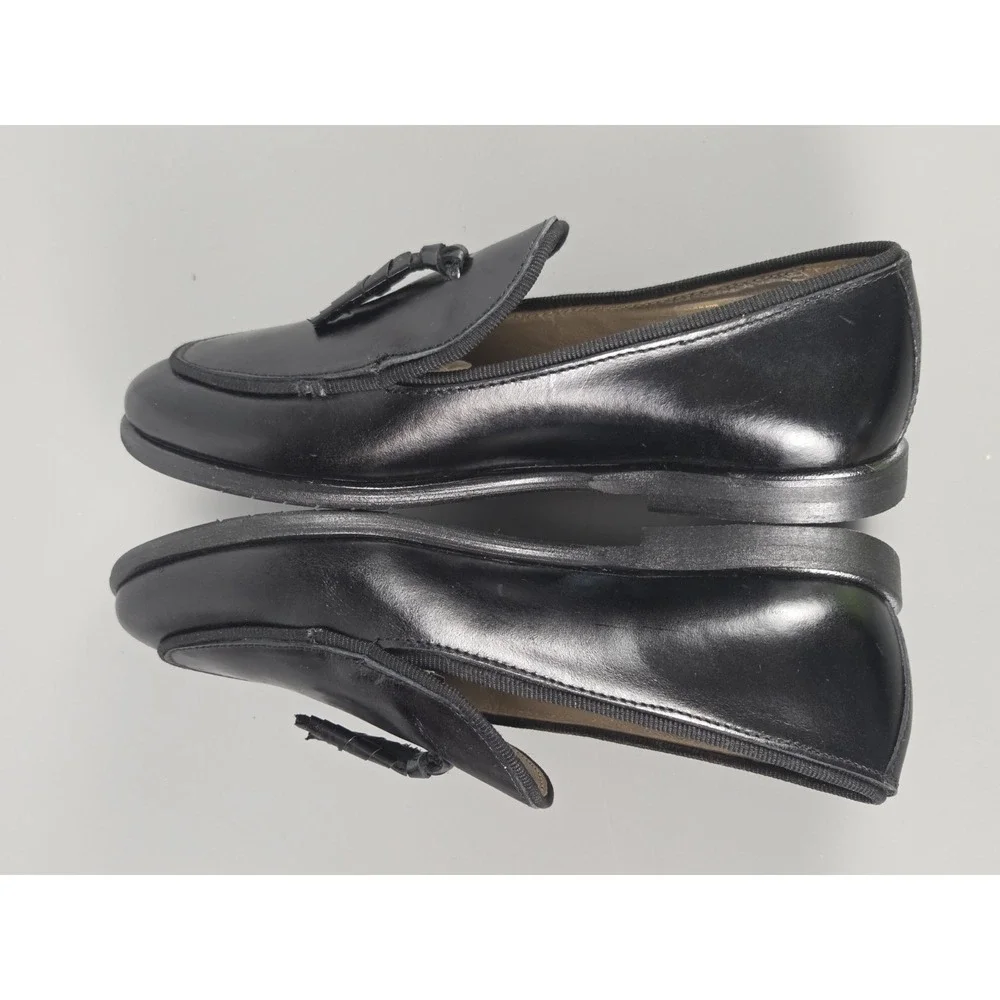 Papanatas Kids Black Leather Tassel Loafers EU 32 US 1 Made in Spain NWOT Dress